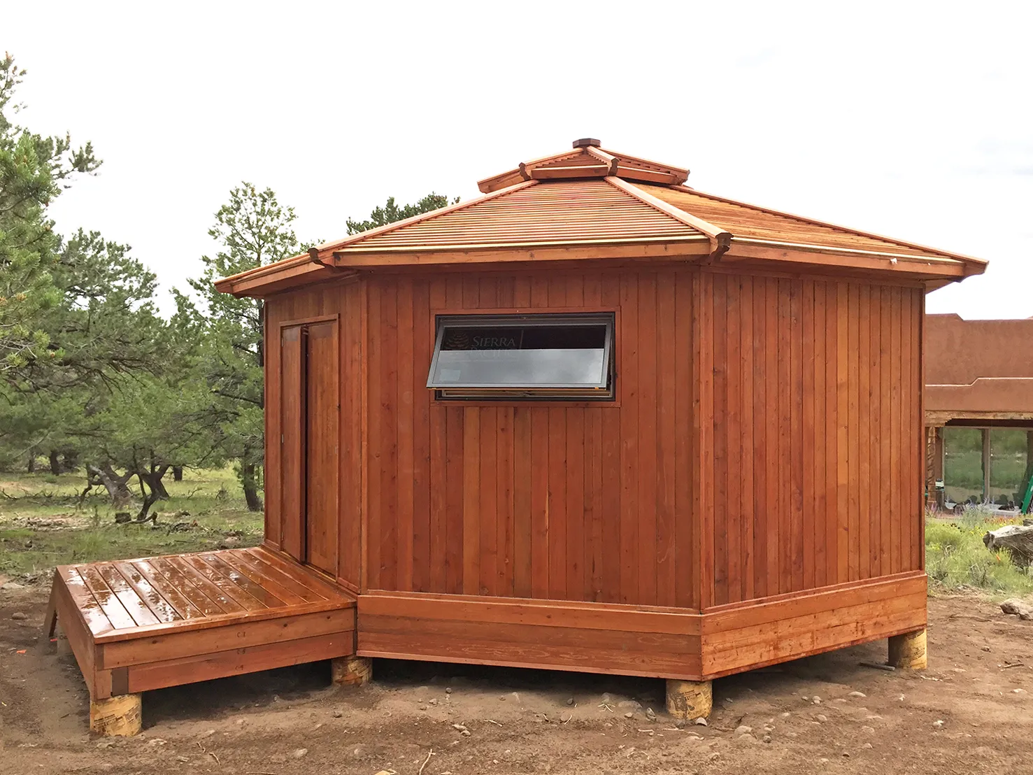 Custom Octagonal Sunroom Gazebo, Mature Redwood