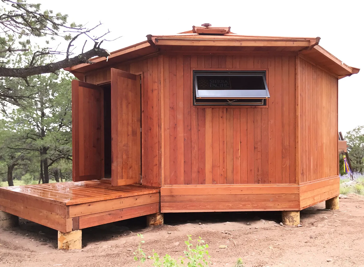 Custom Octagonal Sunroom Gazebo, Mature Redwood