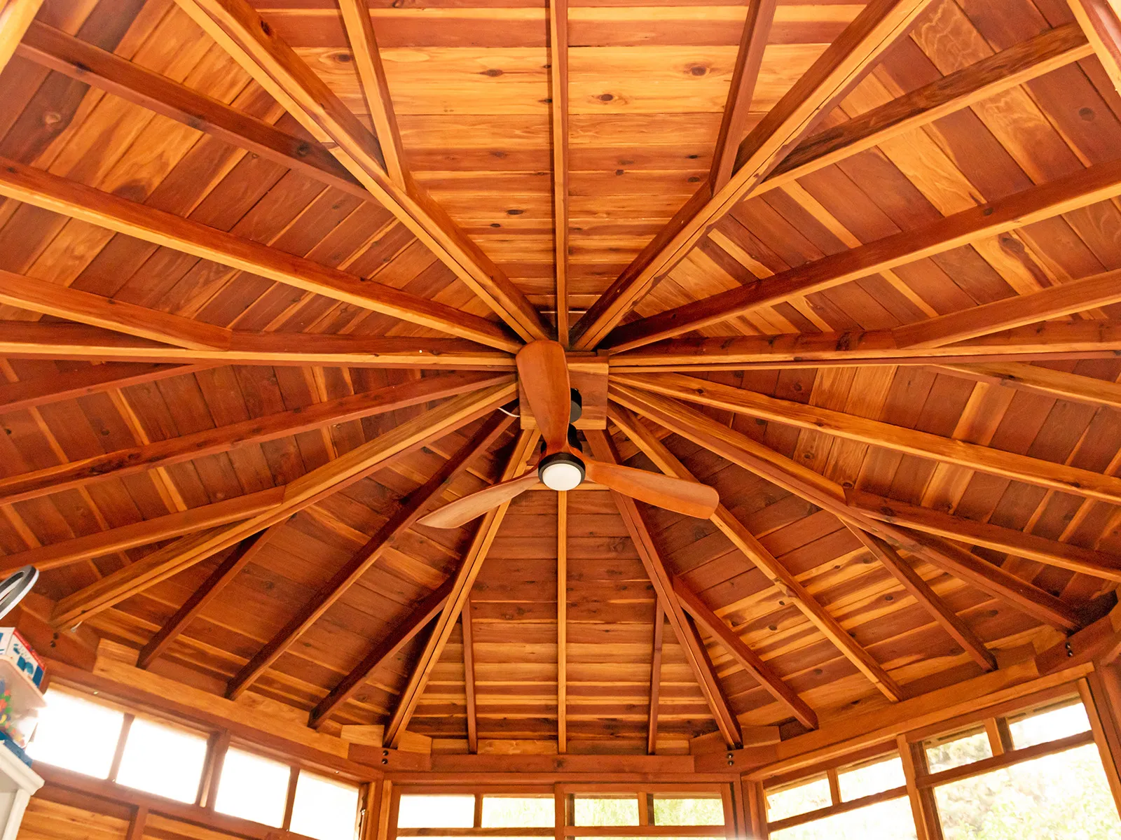 Octagonal Sunroom Gazebo, California Redwood, in Morgan Hill, California