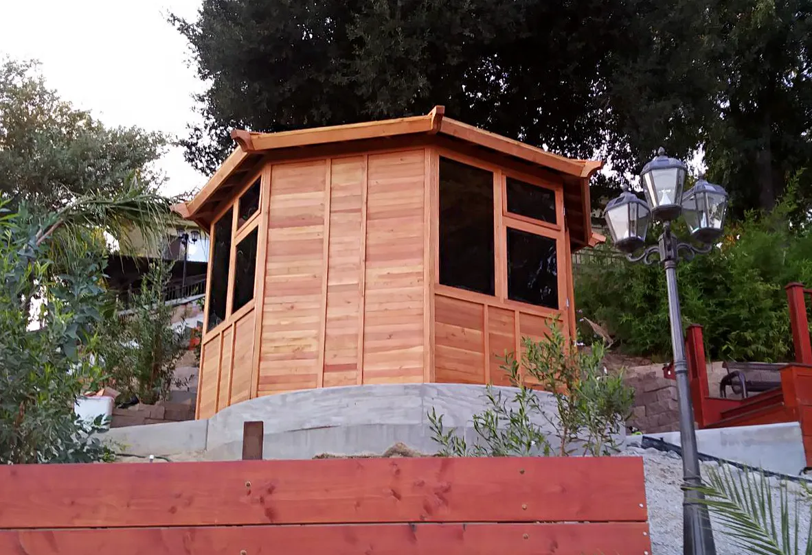 Octagonal Sunroom Gazebo, Douglas-fir, in Diamond Bar, CA