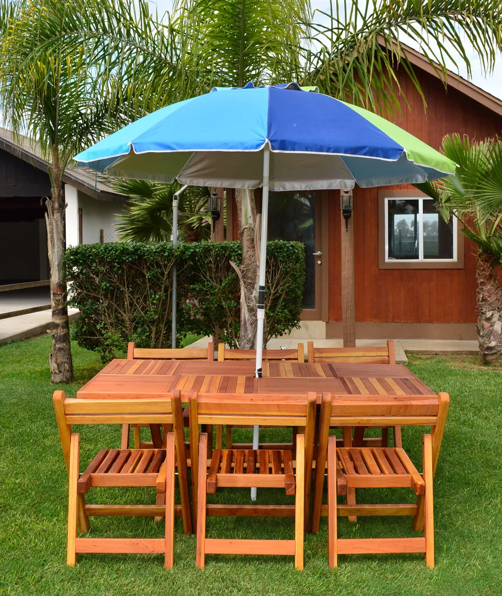 Outdoor Rectangular Folding Table, 72" L x 35'' W, California Redwood, in Baja, Mexico