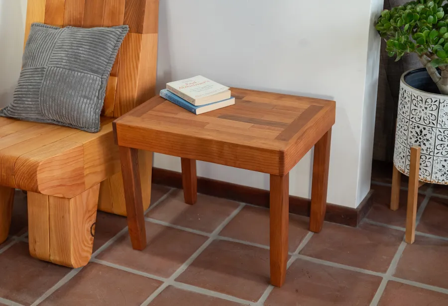 Parquet Side Table (Options: 24" x 18" Mature Redwood, Transparent Premium Sealant).