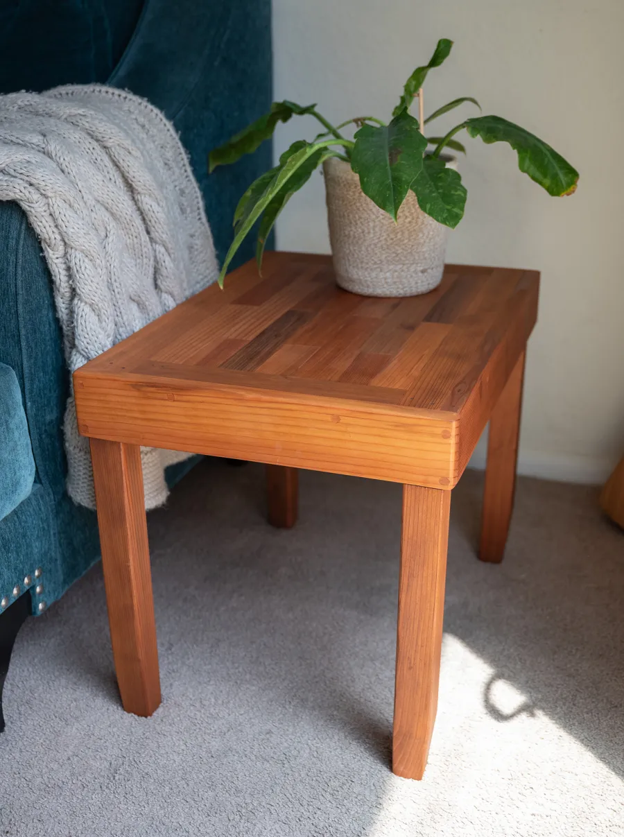 Parquet Side Table (Options: 24" x 18" Mature Redwood, Transparent Premium Sealant).