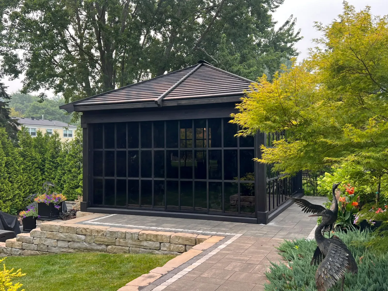 Black on a stone patio