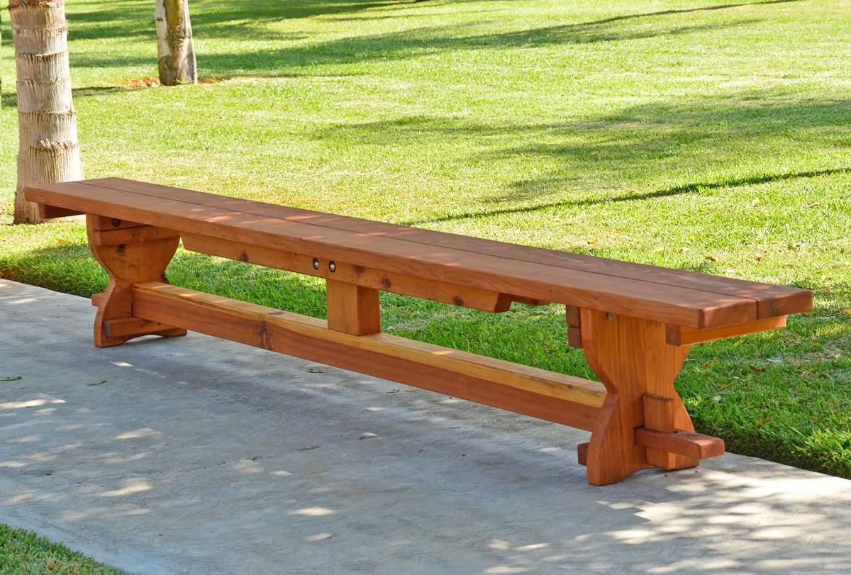 Redwood Trestle Bench