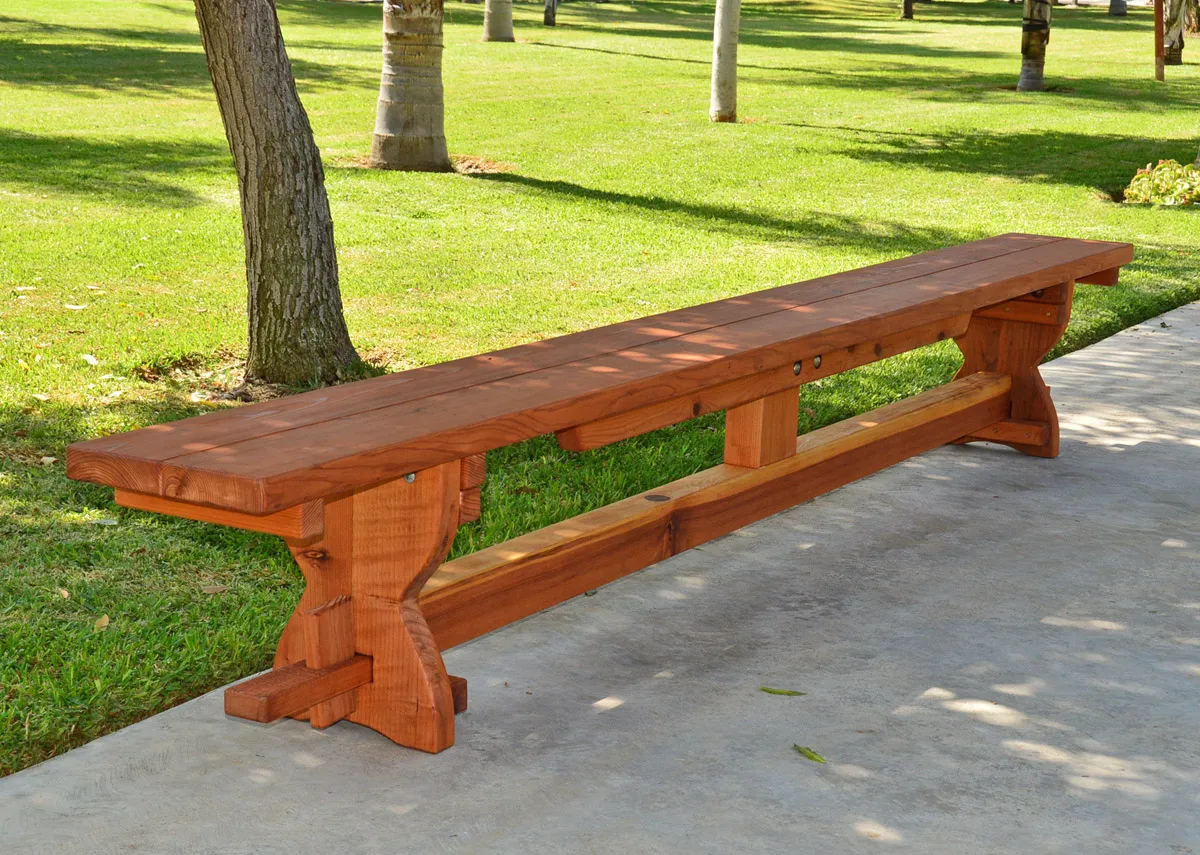 Redwood Trestle Bench