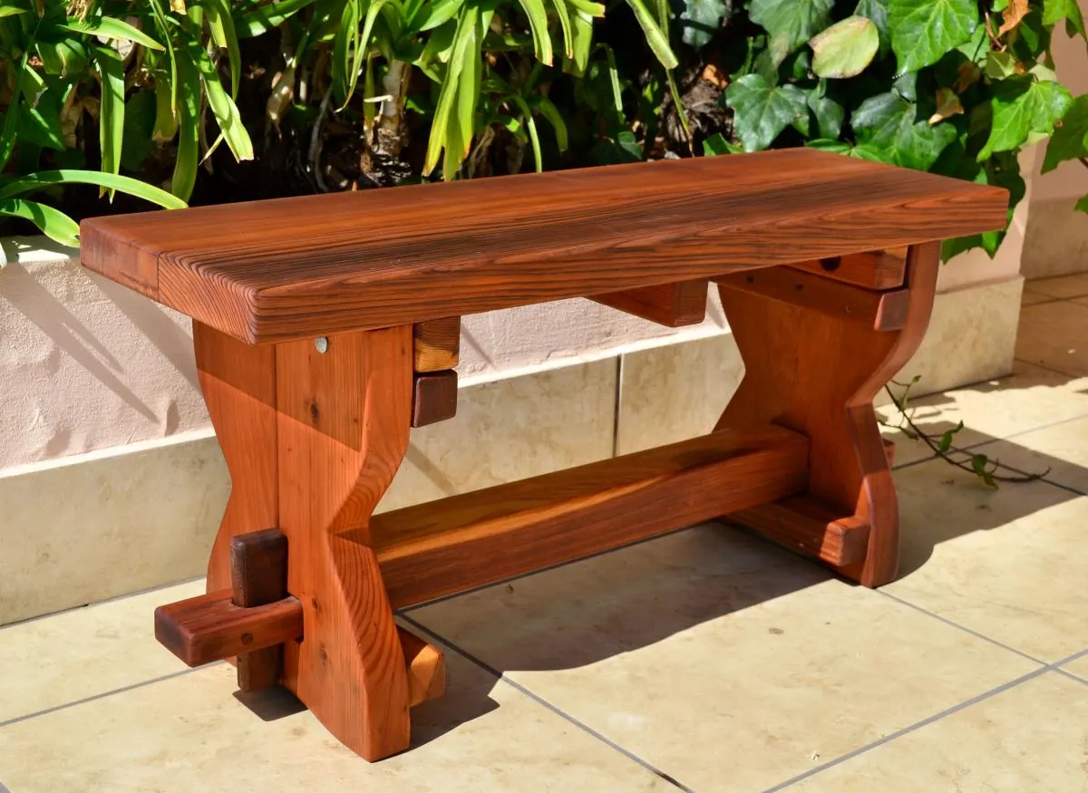 Redwood Trestle Bench