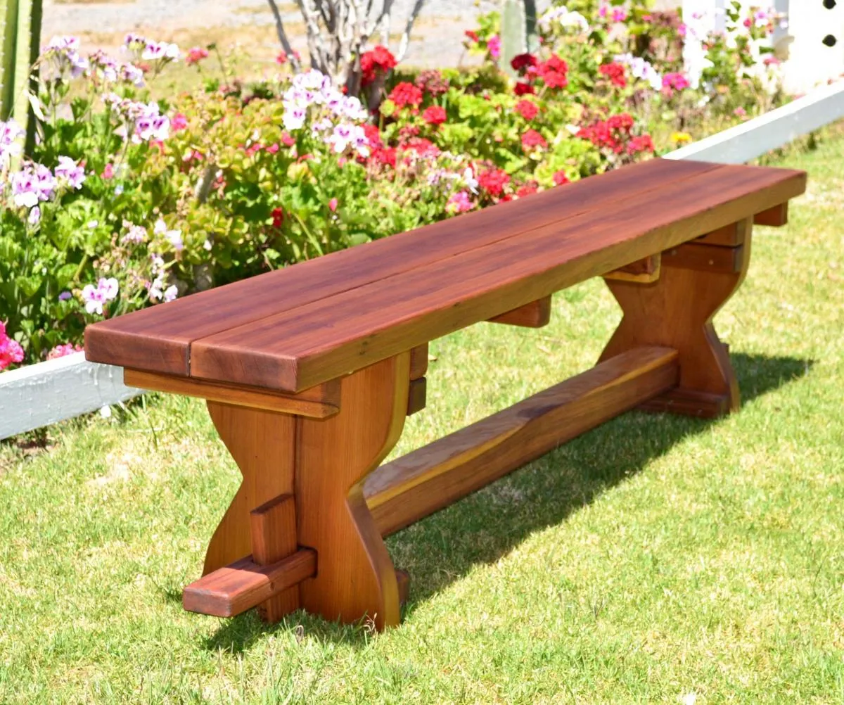 Redwood Trestle Bench