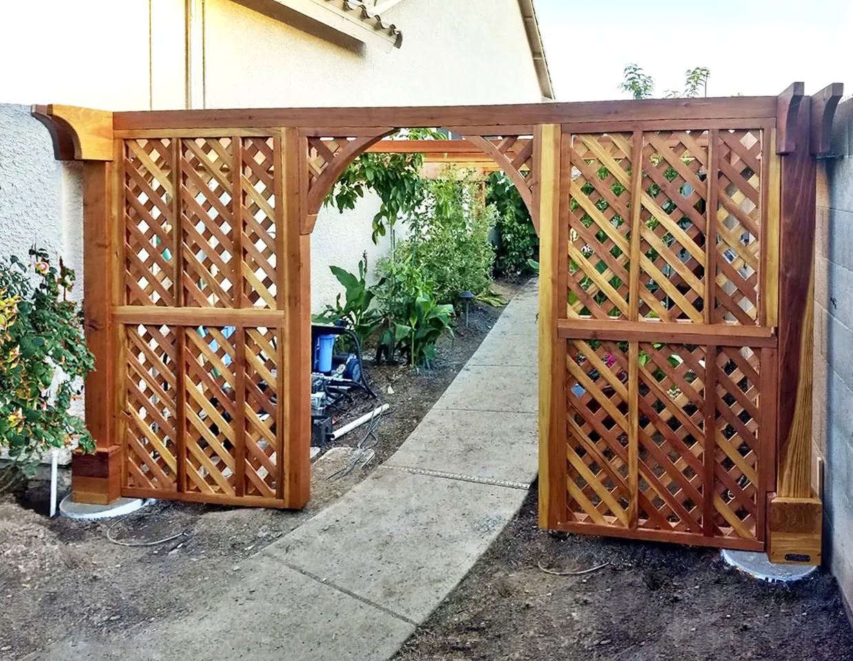 Custom Retractable Canopy Pergola, 23' L x 12.5' W, California Redwood, in Phoenix, Arizona