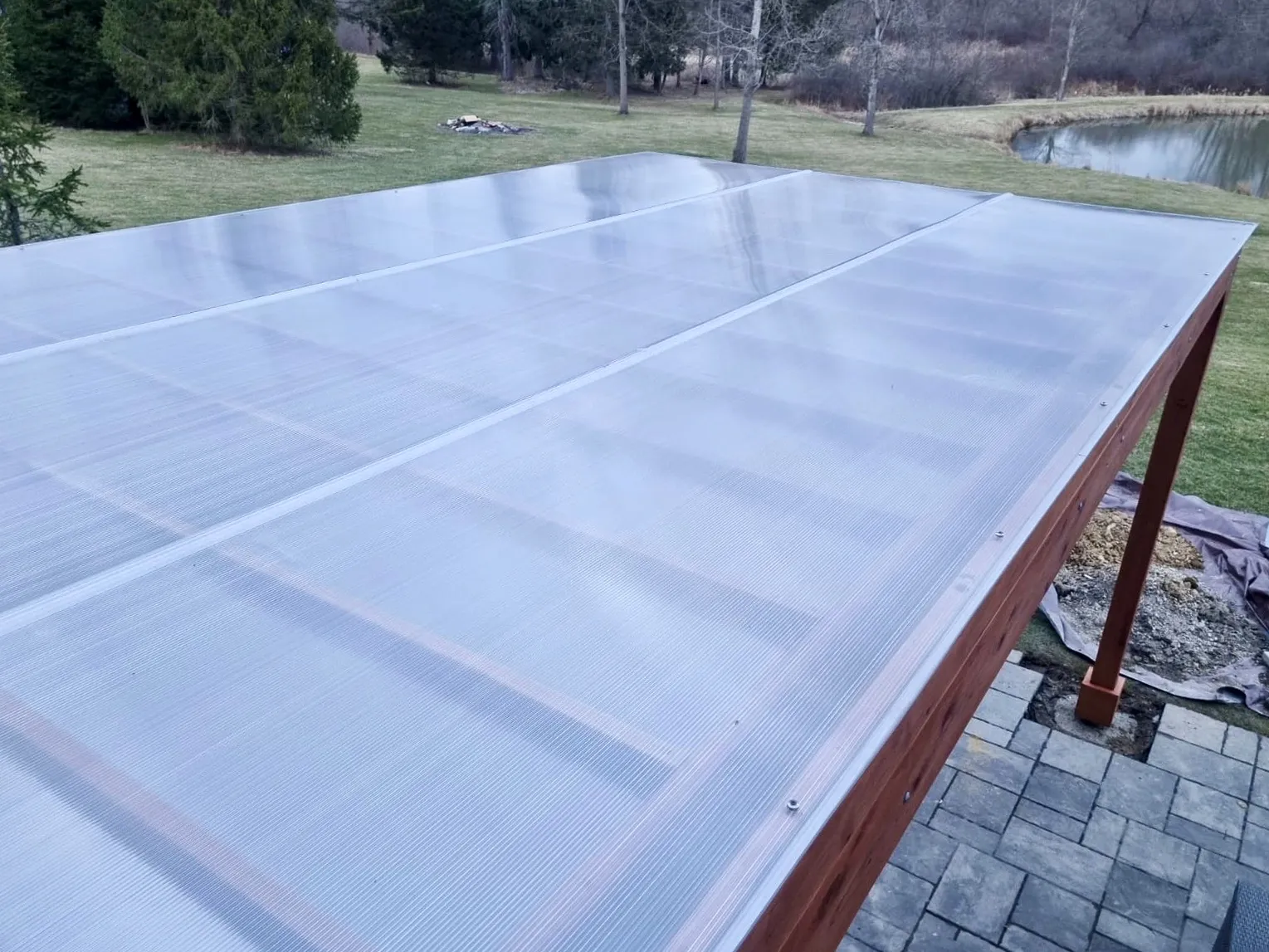 Retractable Canopy Pergola, 20' L x 12' W, California Redwood, in Chagrin Falls, OH