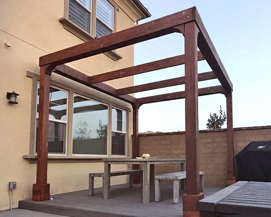 Retractable Canopy Pergola, 14' L x 10' W, California Redwood, in Rancho Mission Vieja, CA