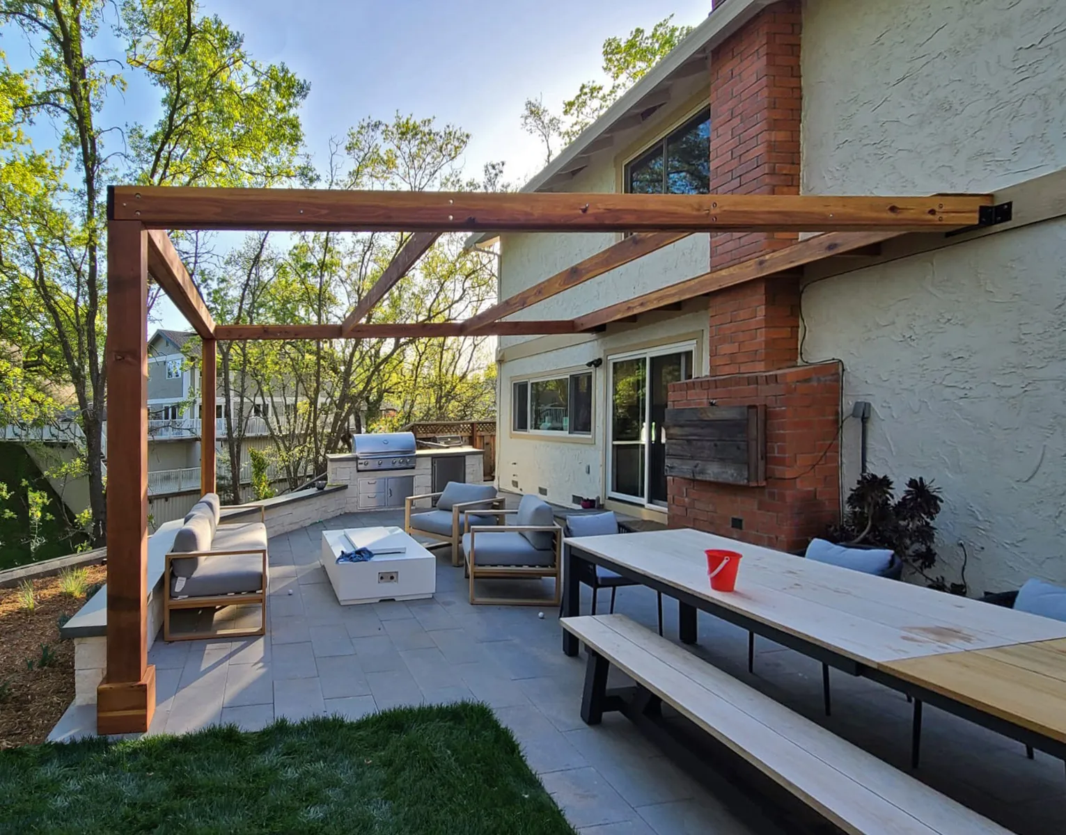 Retractable Canopy Pergola, 20' x 16', California Redwood, in Walnut Creek, CA