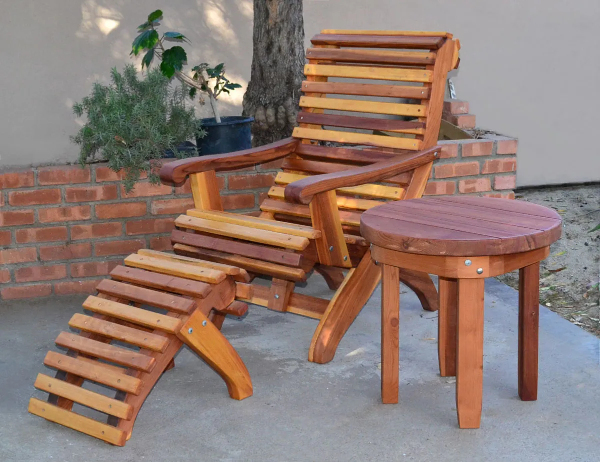 Round Solid Wood Side Table, Old-Growth Redwood