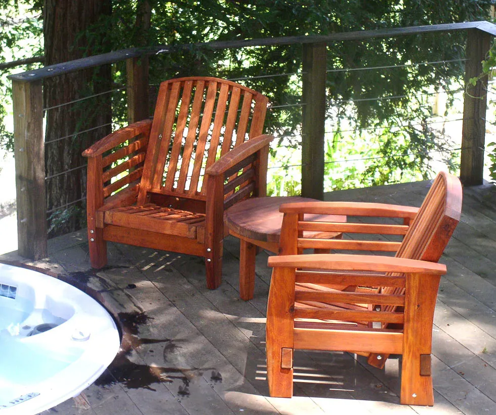 Round Solid Wood Side Table, Old-Growth Redwood