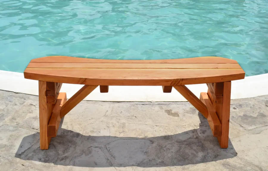 Round Wood Picnic Bench (Options: 4 ft, Douglas-fir, No Engraving, Transparent Premium Sealant).