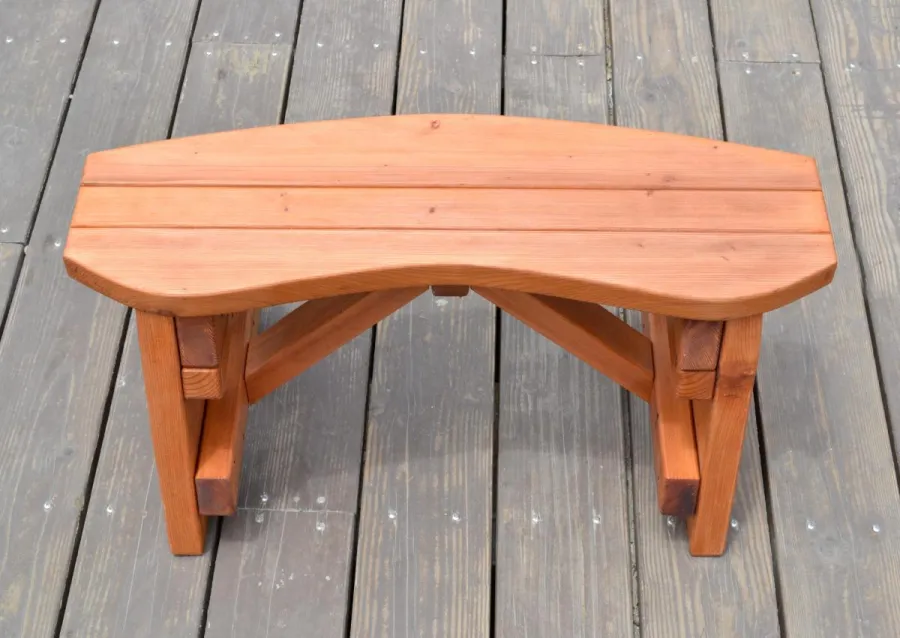 Round Wood Picnic Bench (Options: 3 ft, Mature Redwood, No Engraving, Transparent Premium Sealant).