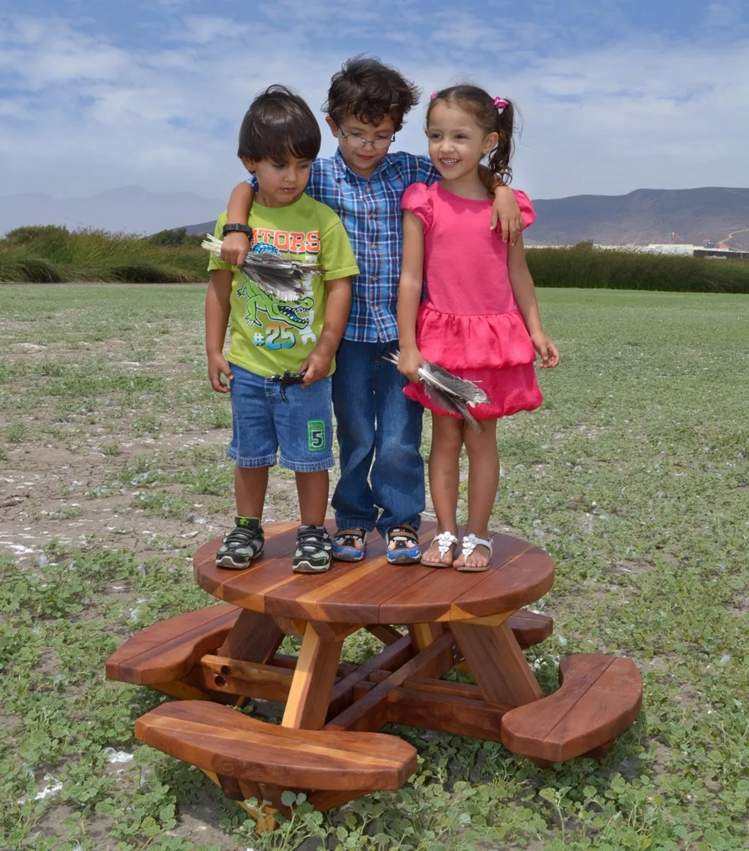 Round Wooden Picnic Table for Toddlers