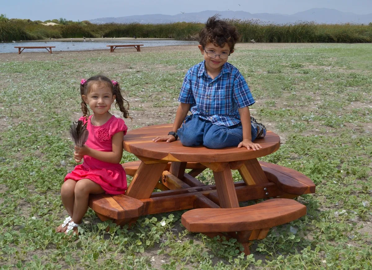 Round Wooden Picnic Table for Toddlers