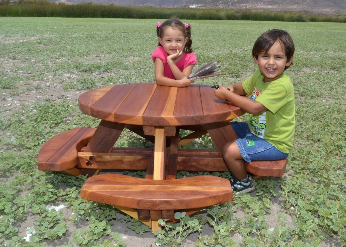 Round Wooden Picnic Table for Toddlers
