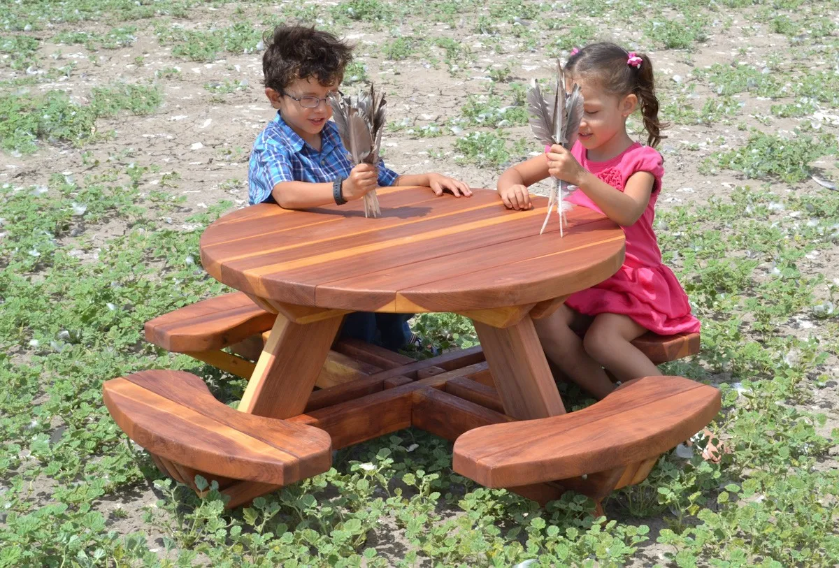 Round Wooden Picnic Table for Toddlers