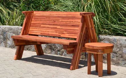 Rustic Redwood Bench
