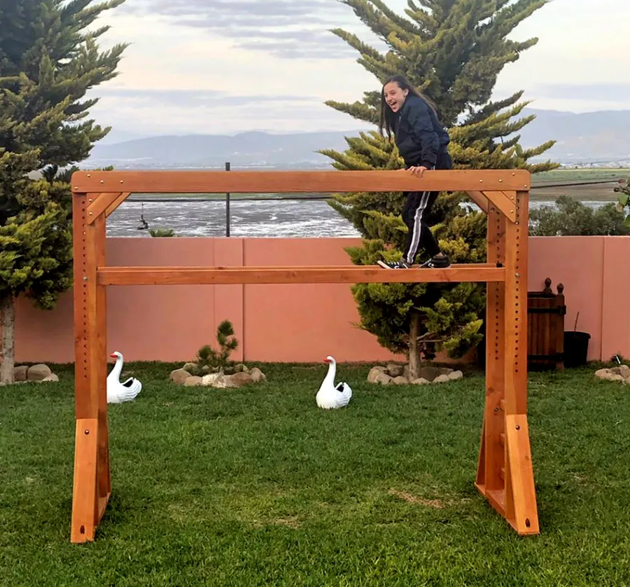 Sheldon's Monkey Bars (Options: 8 ft H, 108.5 ft L, Douglas-fir, Standard Step Option, Transparent Premium Sealant).