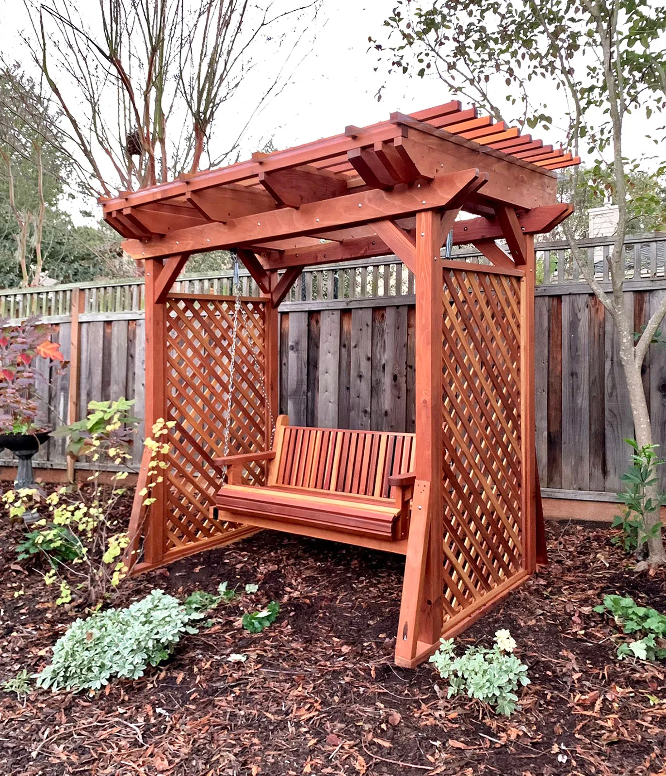 Custom Small Garden Pergola Kit, 9' L x 6' W, California Redwood