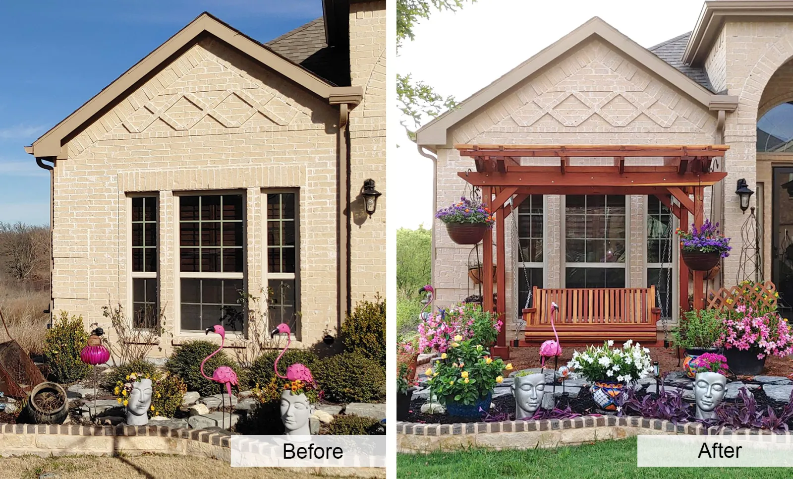 Custom Small Garden Pergola Kit, 9' L x 6' W, California Redwood, in Fort Worth, Texas