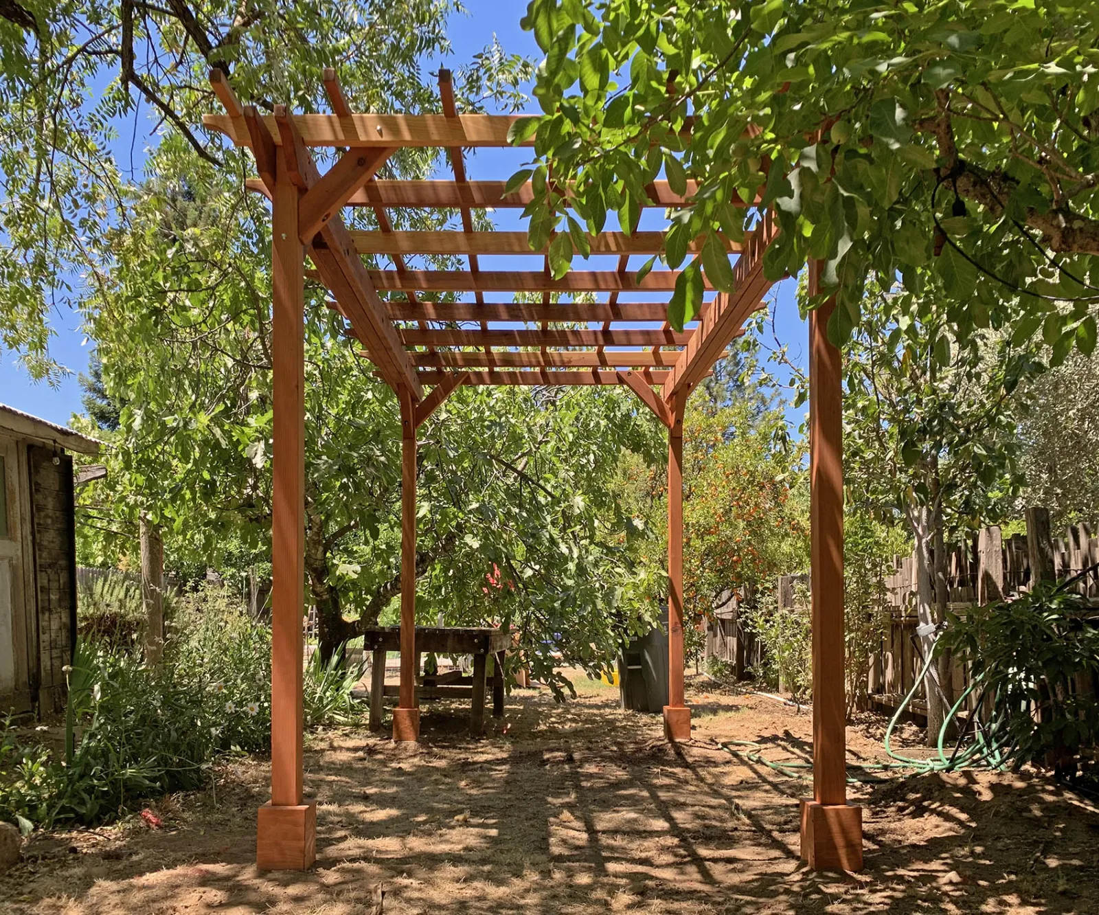Small Garden Pergola Kit, 12' L x 8' W, California Redwood, in Cloverdale, CA