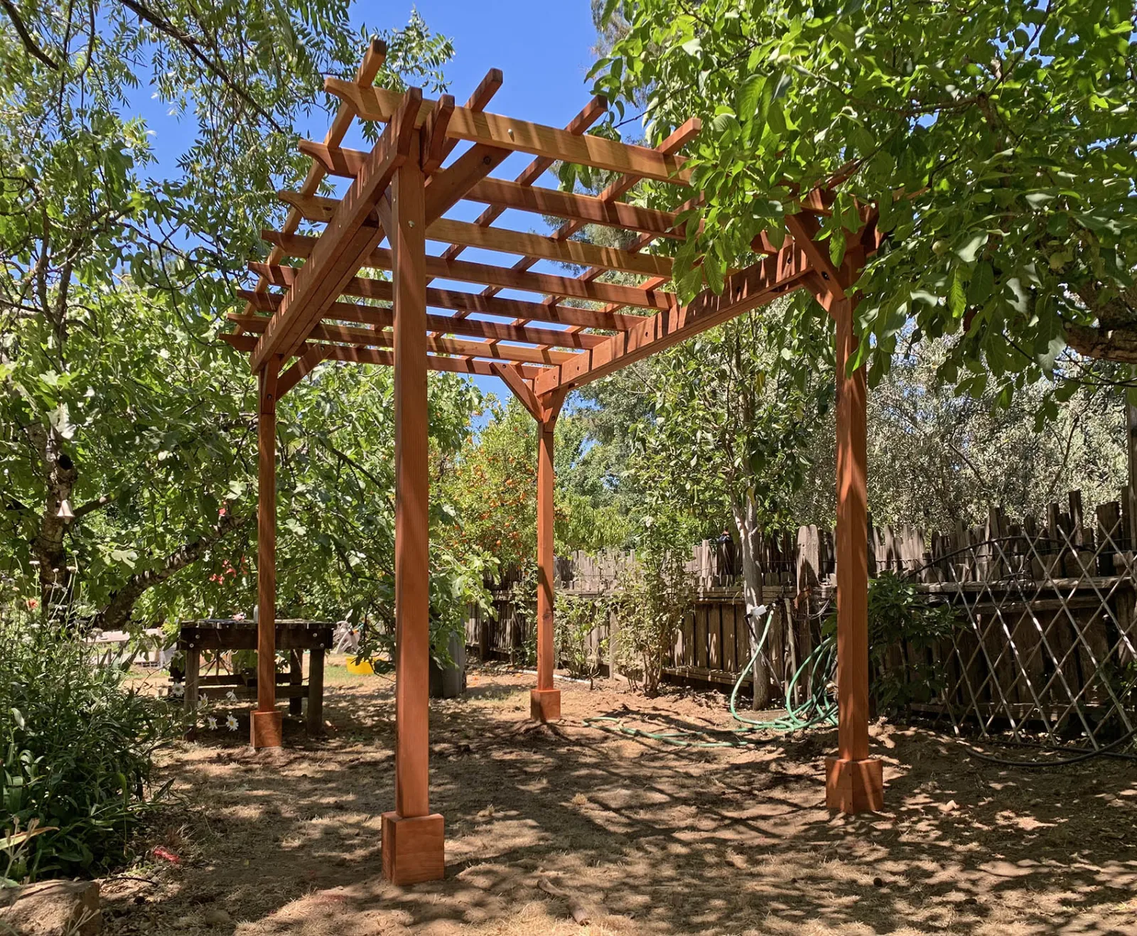 Small Garden Pergola Kit, 12' L x 8' W, California Redwood, in Cloverdale, CA