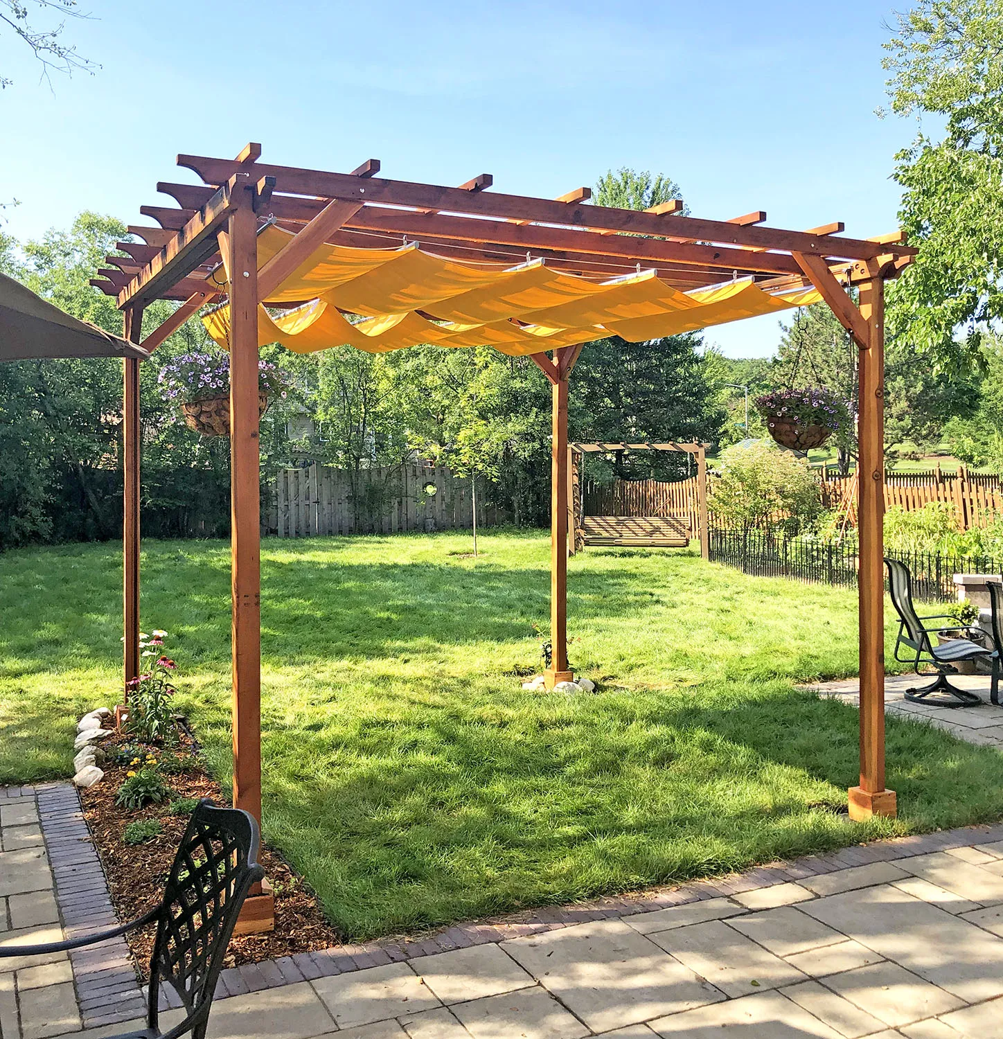 Small Garden Pergola Kit, 12' L x 12' W, California Redwood, in Lisle, Illinois