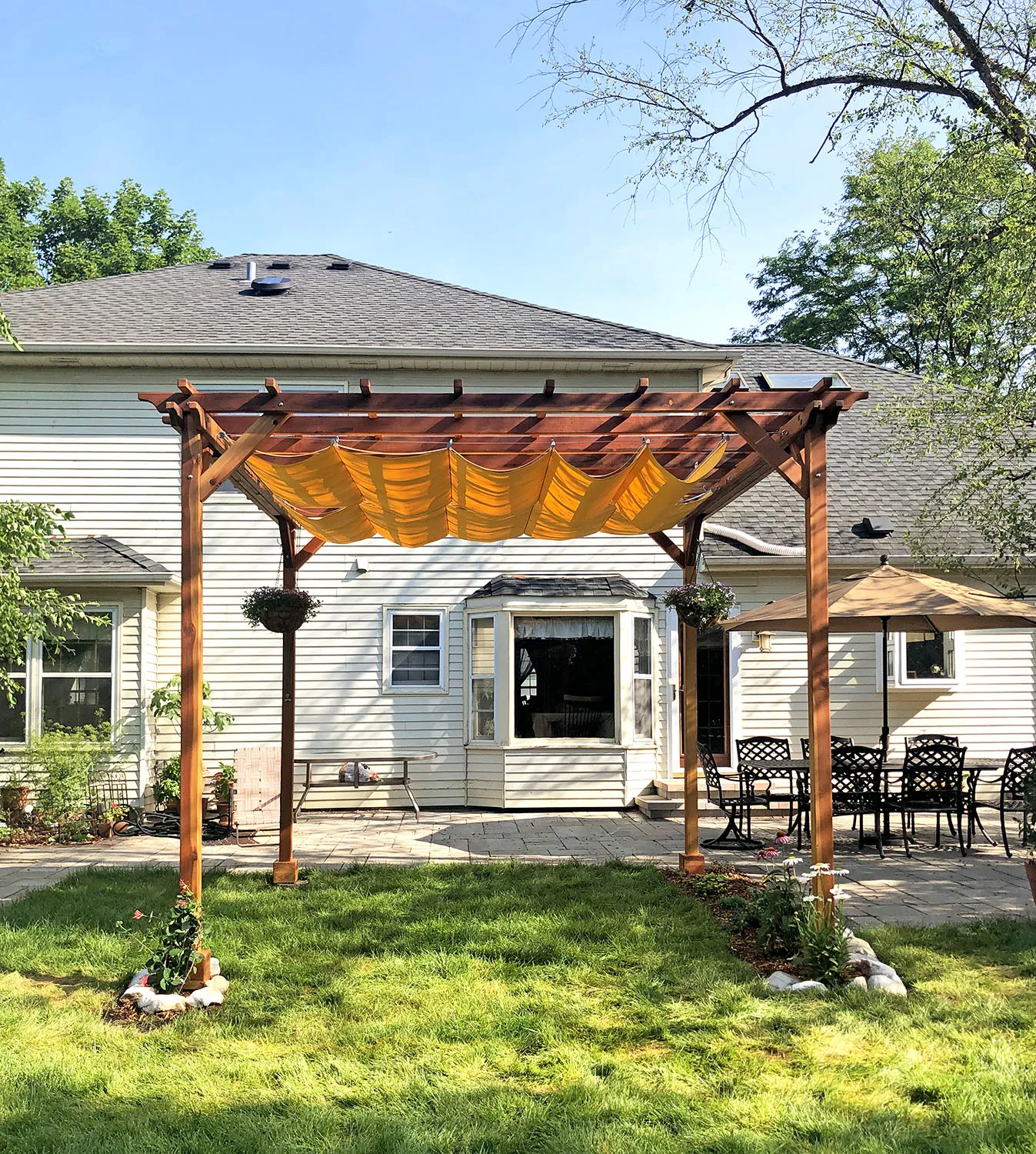 Small Garden Pergola Kit, 12' L x 12' W, California Redwood, in Lisle, Illinois