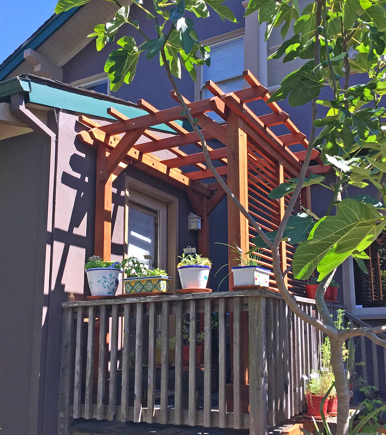 Small Garden Pergola Kit, 8' L x 5' W, Mature Redwood, in Kirkland, WA