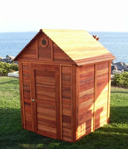 Storage Mini Barns (Options: 6' W, 6' D, 7' H, California Redwood, Transparent Premium Sealant).