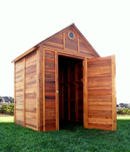 Storage Mini Barns (Options: 6' W, 6' D, 7' H, California Redwood, Transparent Premium Sealant).