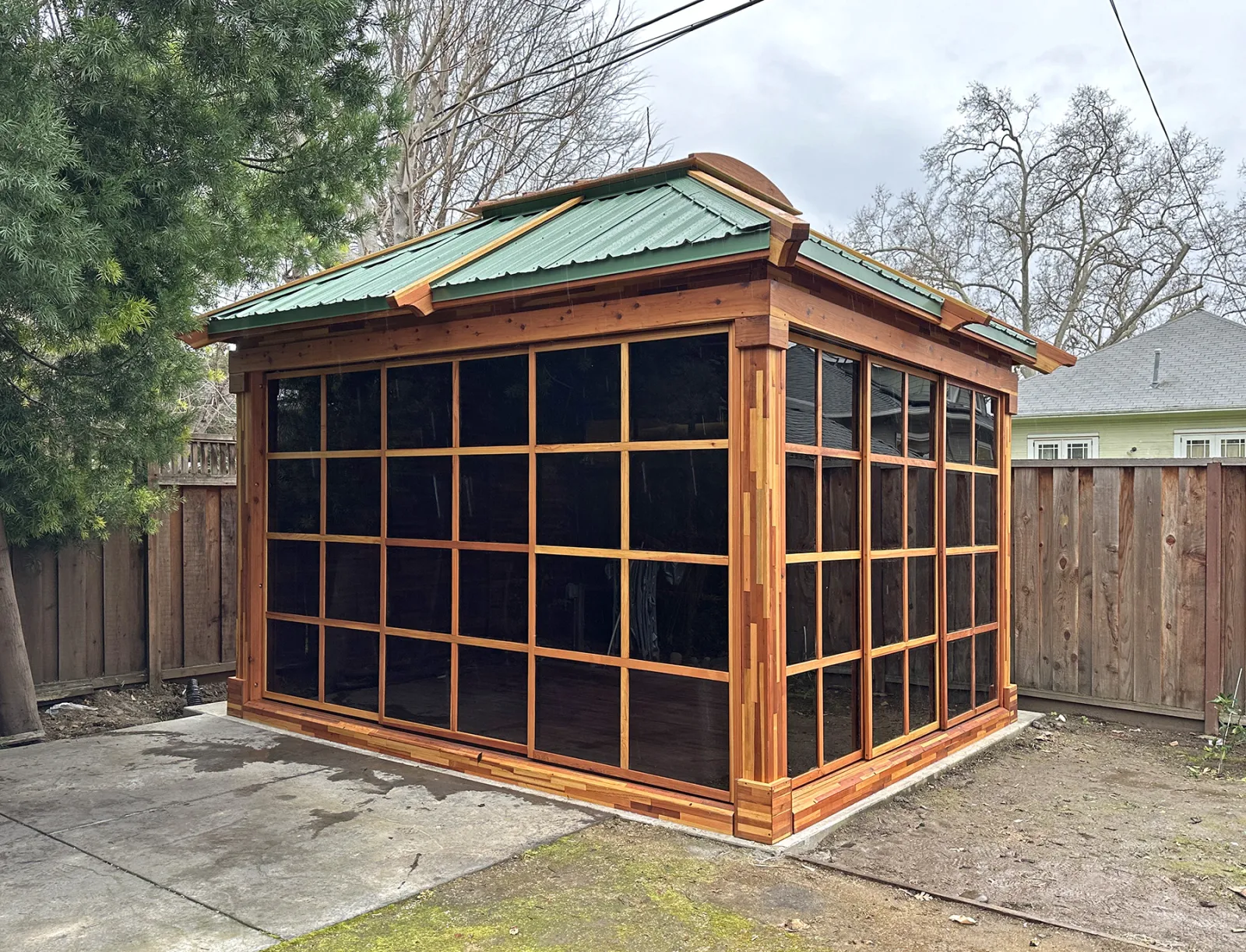 Green metal roof