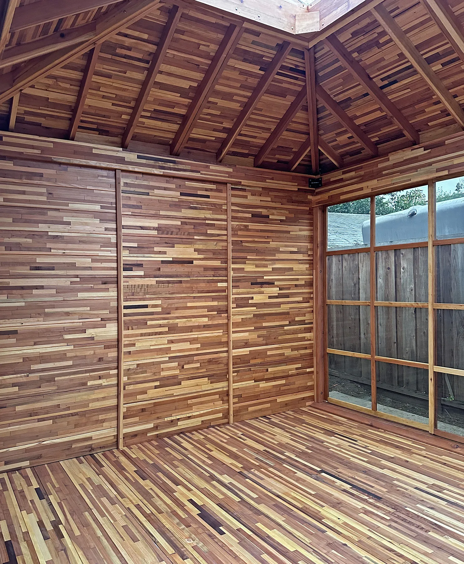 Wood-paneled wall