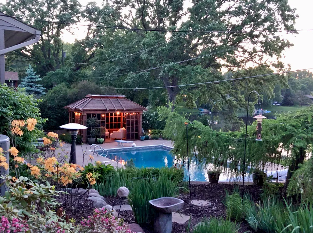 View across the pool