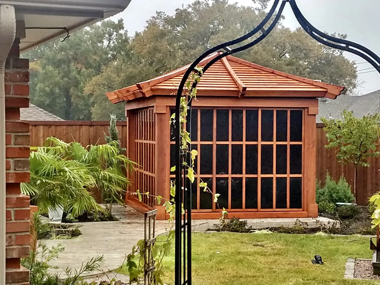 Behind a garden arch