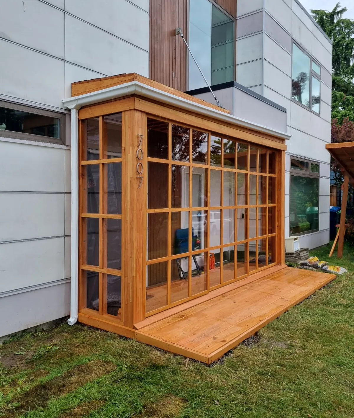 Beside a modern home