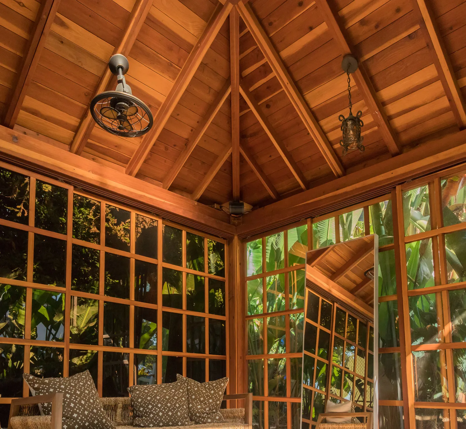 Vaulted redwood ceiling