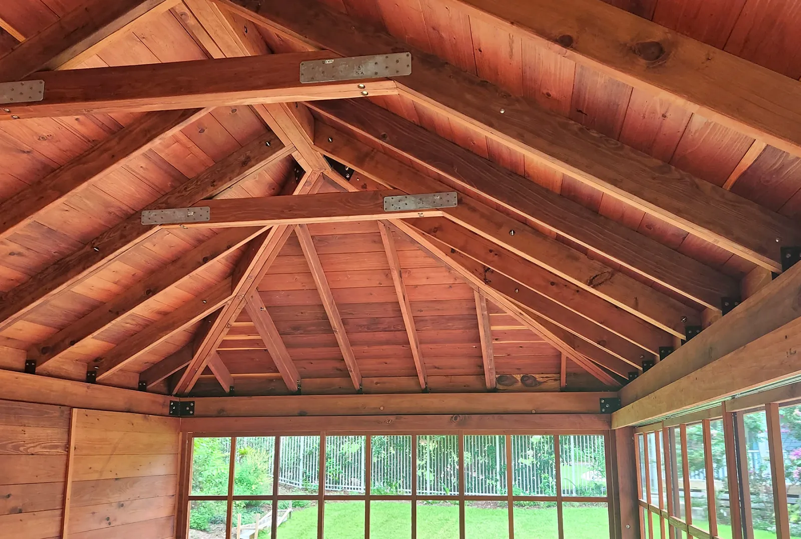 Redwood roof framing
