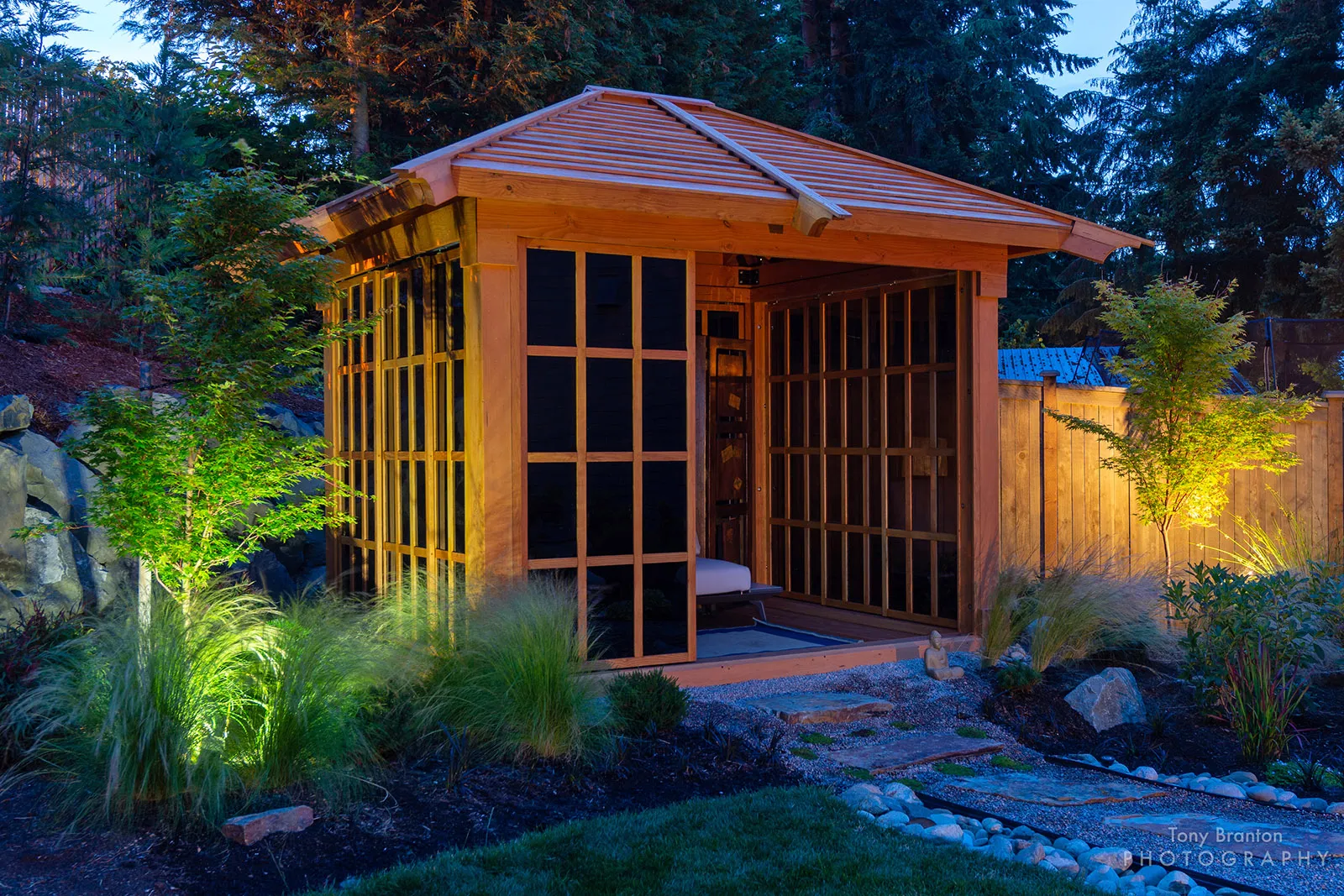 Garden at dusk