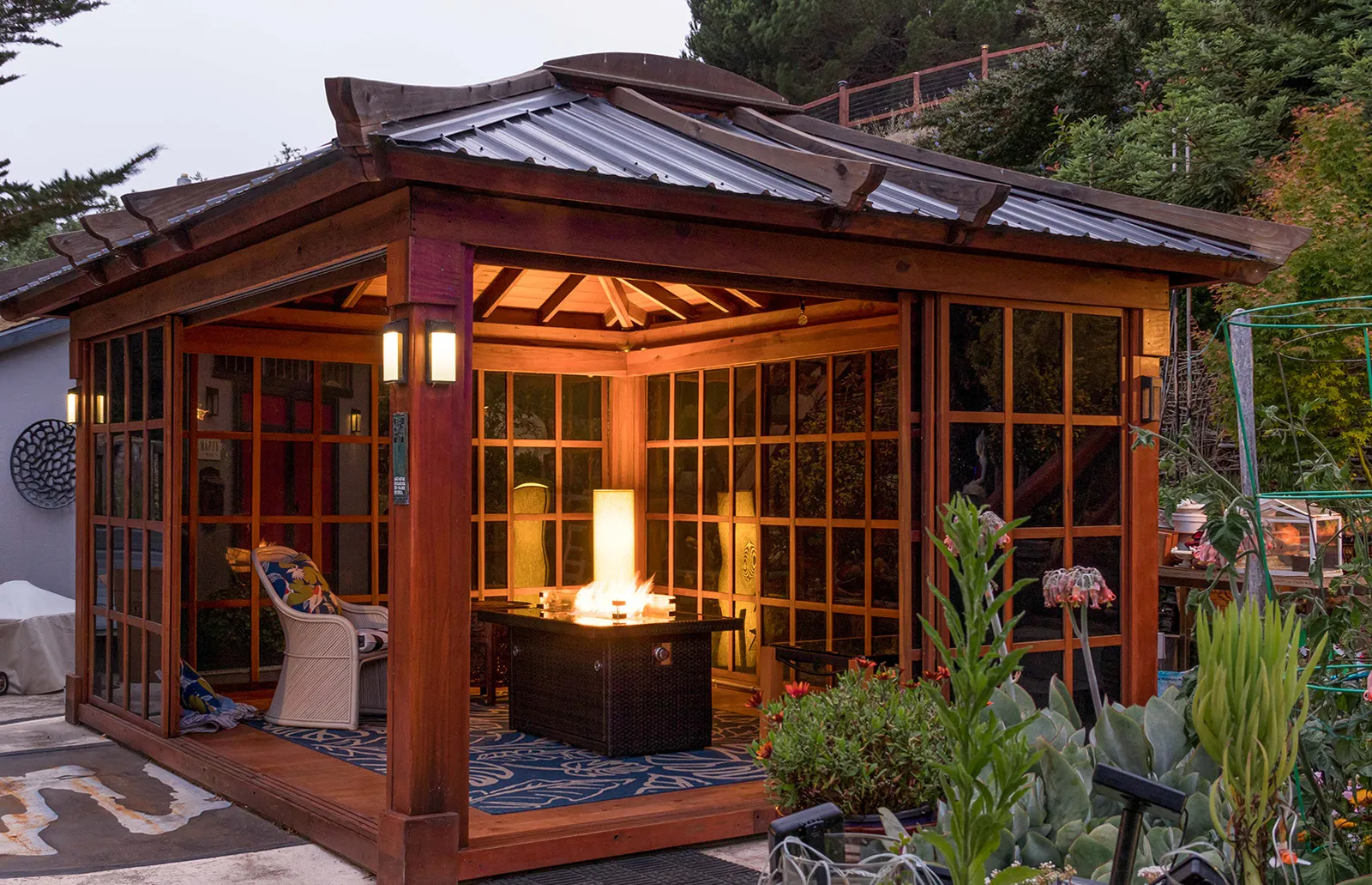 Fire table at dusk