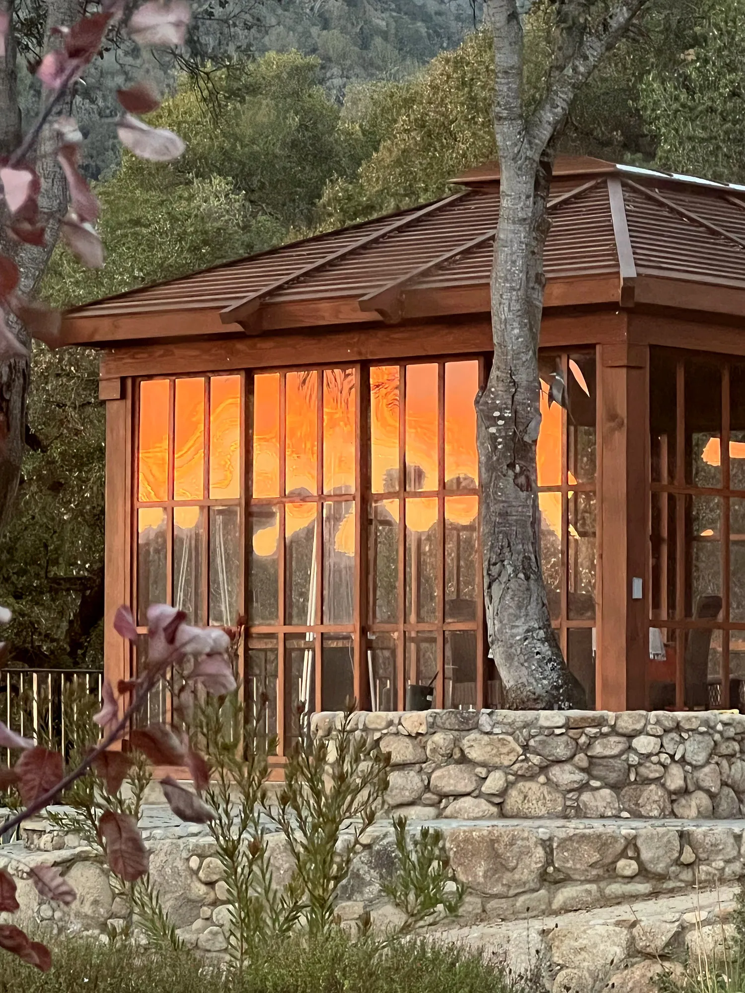 Sunset in the glass