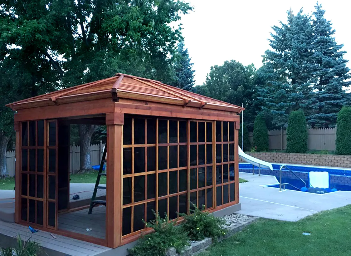 Next to the pool