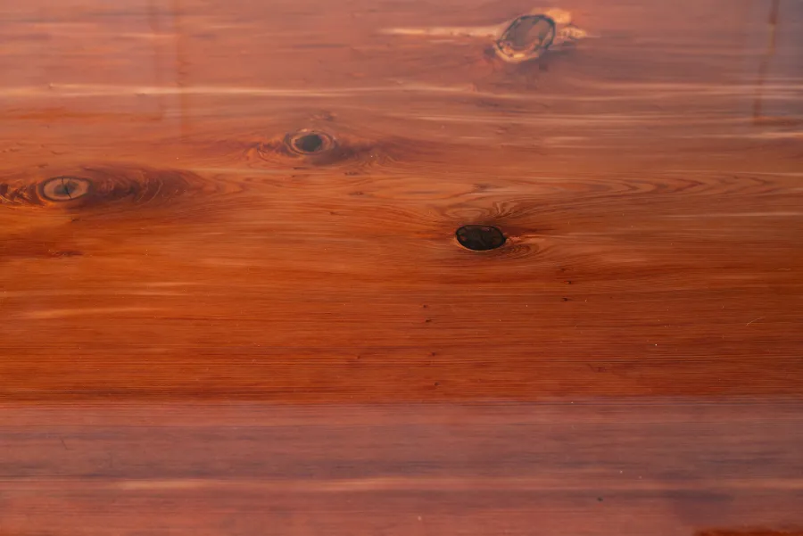 Ancient Redwood Epoxy Finish Slab Table (Options: 11' L, 34" W, 2" Tabletop Thickness, Standard Steel Legs).