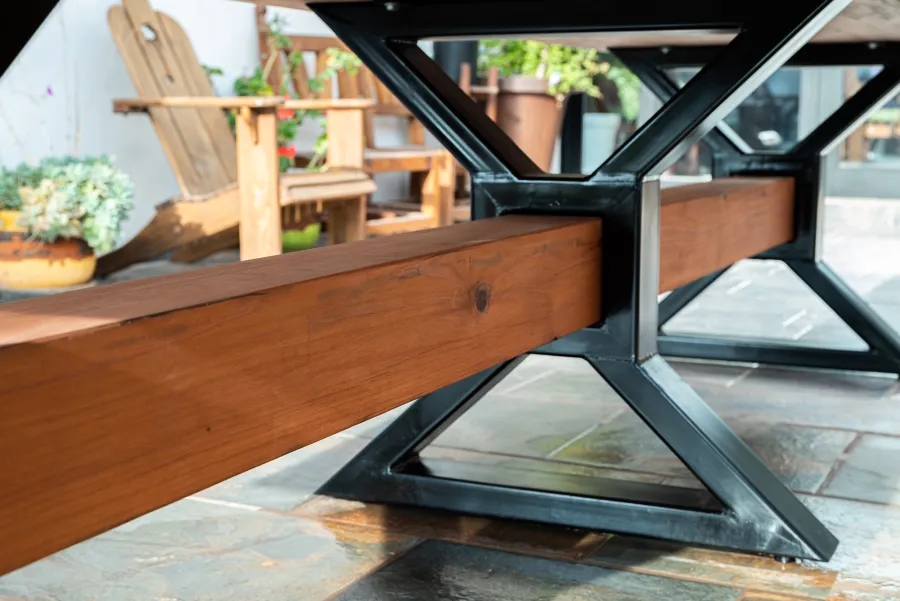 Ancient Redwood Epoxy Finish Slab Table (Options: 11' L, 34" W, 2" Tabletop Thickness, Standard Steel Legs).