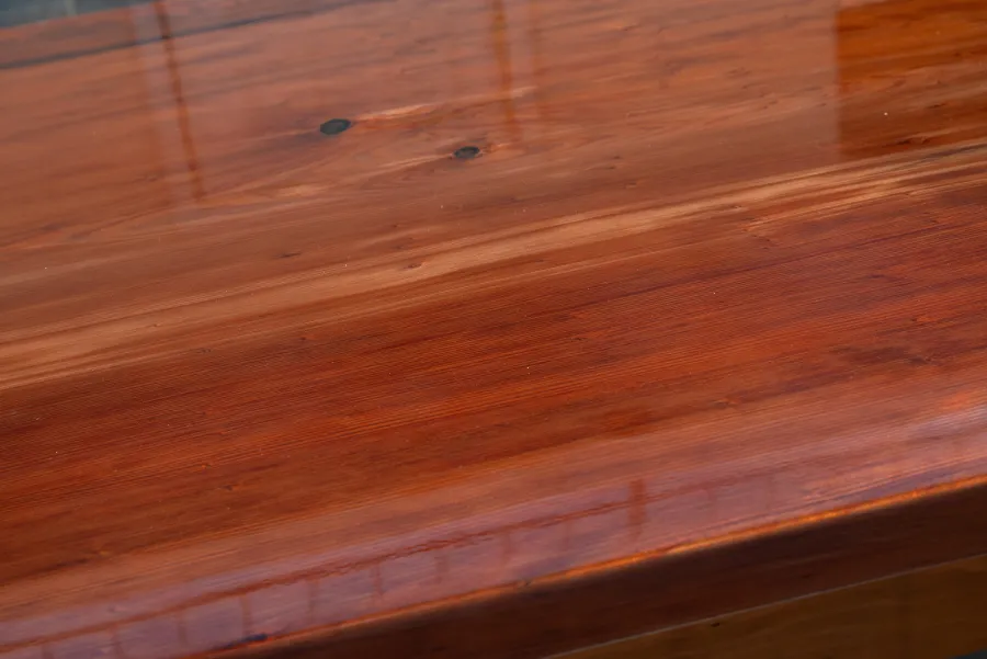 Ancient Redwood Epoxy Finish Slab Table (Options: 11' L, 34" W, 2" Tabletop Thickness, Standard Steel Legs).