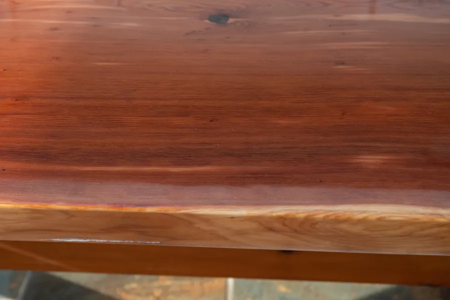 Ancient Redwood Epoxy Finish Slab Table (Options: 11' L, 34" W, 2" Tabletop Thickness, Standard Steel Legs).